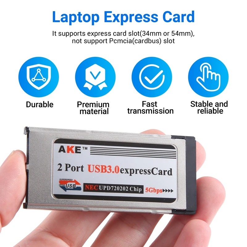 Top-High-Speed Dual 2 Port USB 3.0 Express Card 34Mm Slot Express Card PCMCIA Converter Adapter For Laptop Notebook