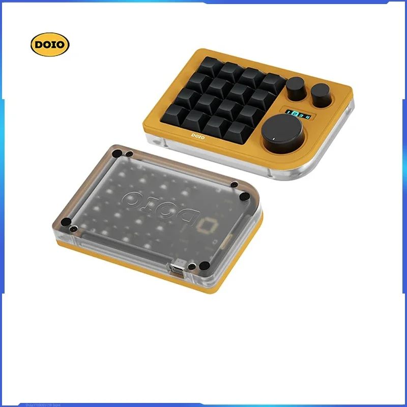 Doio Kb16 01 Mini Mechanical Keyboard Wired Three Knobs Customized Designer Keyboard Ergonomic Accessories Computer Office Gift