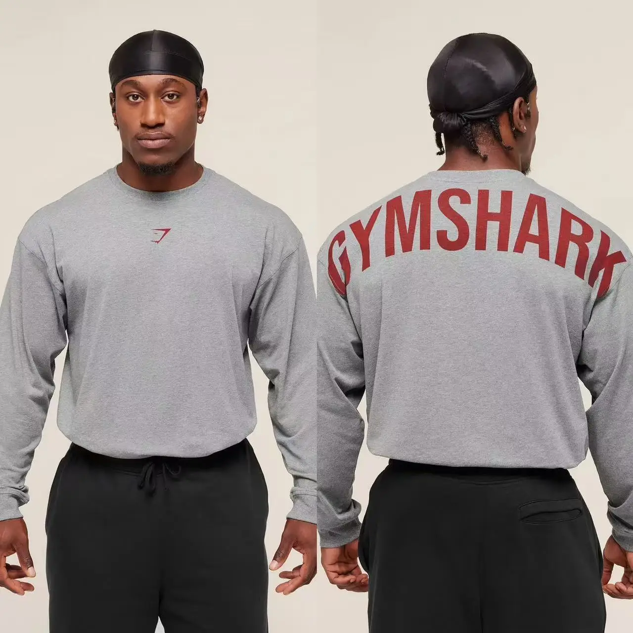 GYMSHARK pure cotton long outerwear fitness suit, GYMSHARK sports fitness strength training