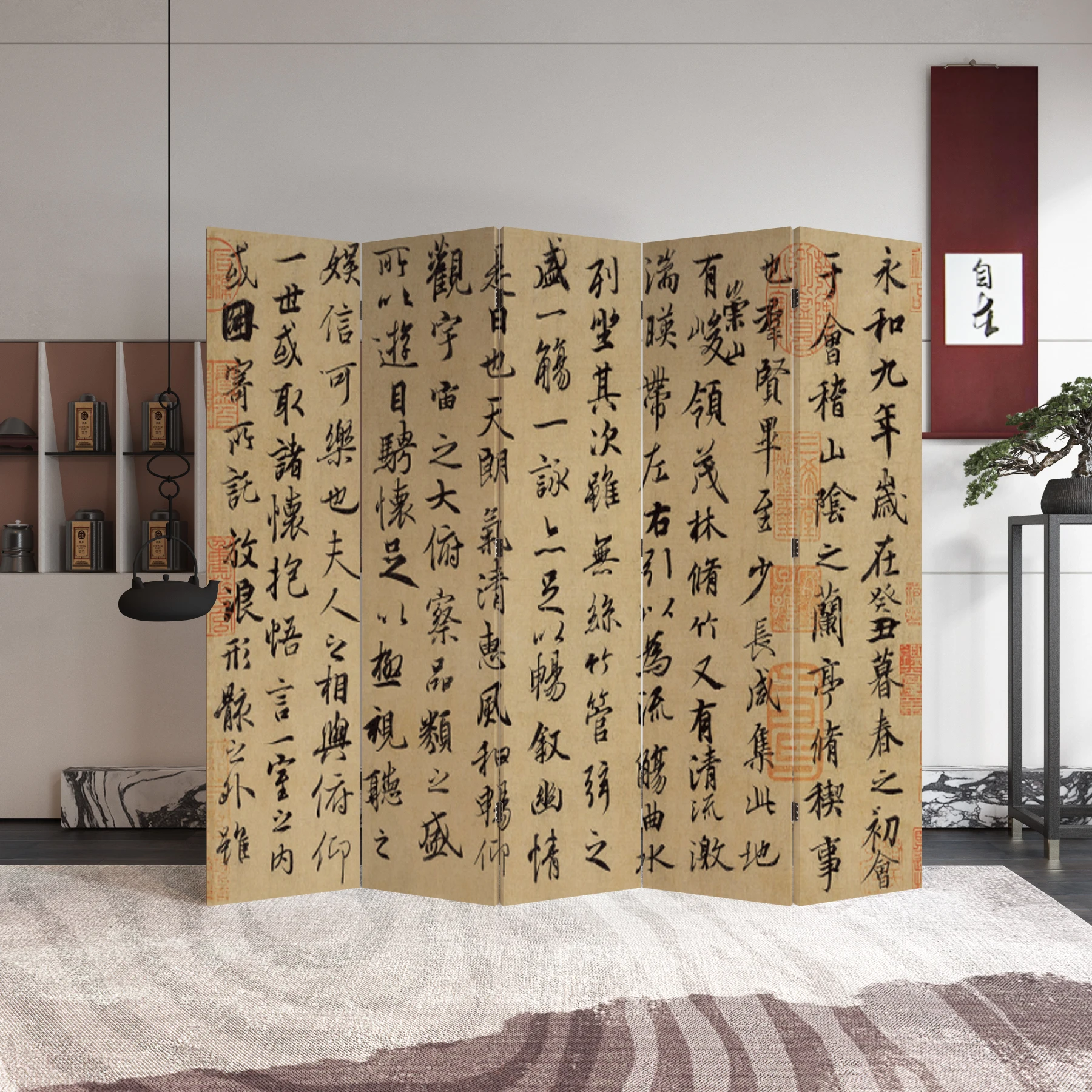 

Customizable new Chinese solid wood calligraphy calligraphy and painting screen living room entry