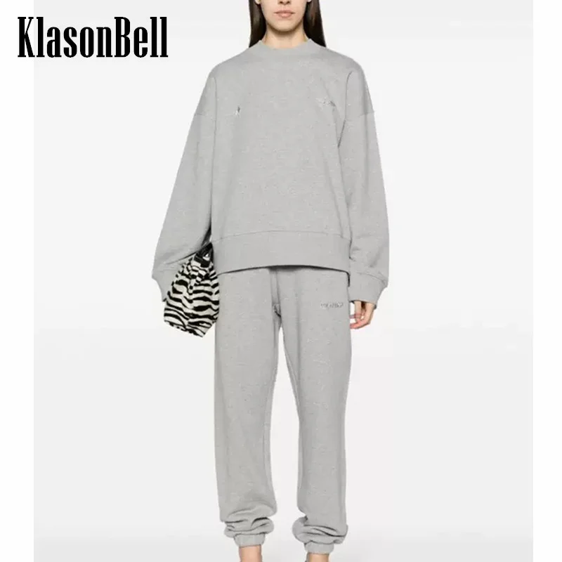 10.10 KlasonBell Women Clothes Letter Applique Loose Casual O-Neck Sweatshirt Or Elastic Waist Casual Sweatpants Set