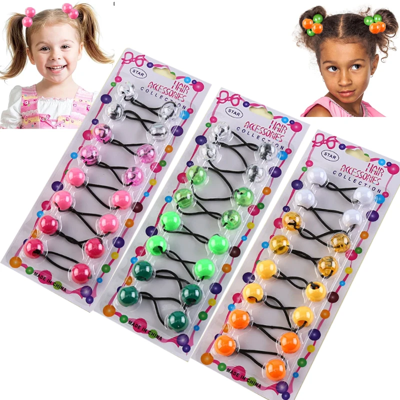 

50pieces Girl Twinbead Bubble Ball Bead Hair Ties 16.5MM Ponytail Holders for Kids Colorful Hair Elastics for Braids Styles