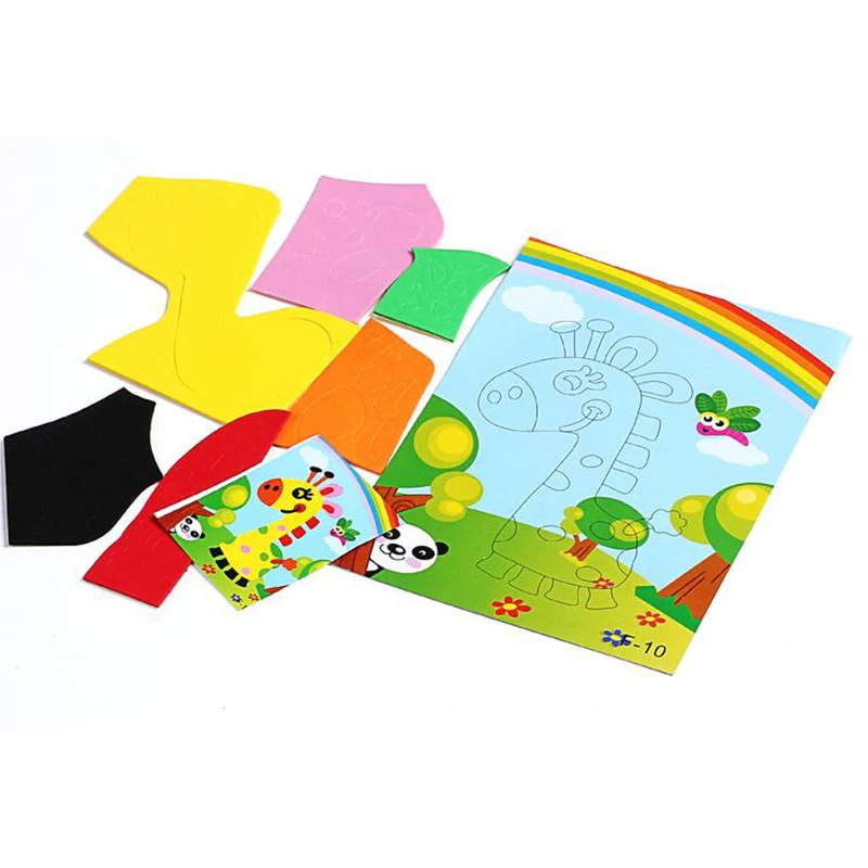 10 designs/lot 3D EVA Foam Sticker DIY Cartoon Animal Puzzle For Children Kids Multi-patterns Styles Toys for Children Gift