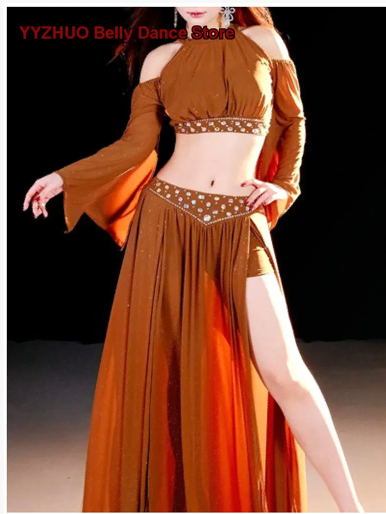 Women's Original Design Handcrafted Rhinestone Belly Dance Practice Ensemble for Egypt