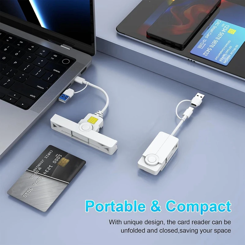 قارئ بطاقات CAC الذكي USB A Type-C USB الوصول المشترك الإقرار الضريبي SIM/ID/قارئ بطاقات البنك الوصول المشترك قارئ CAC