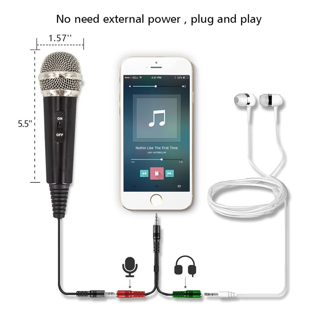 XIAOKOA Recording Condenser Microphone Mobile Phone Microphone 3.5mm Jack Microfone For Computer PC Karaoke Mic For Android IOS