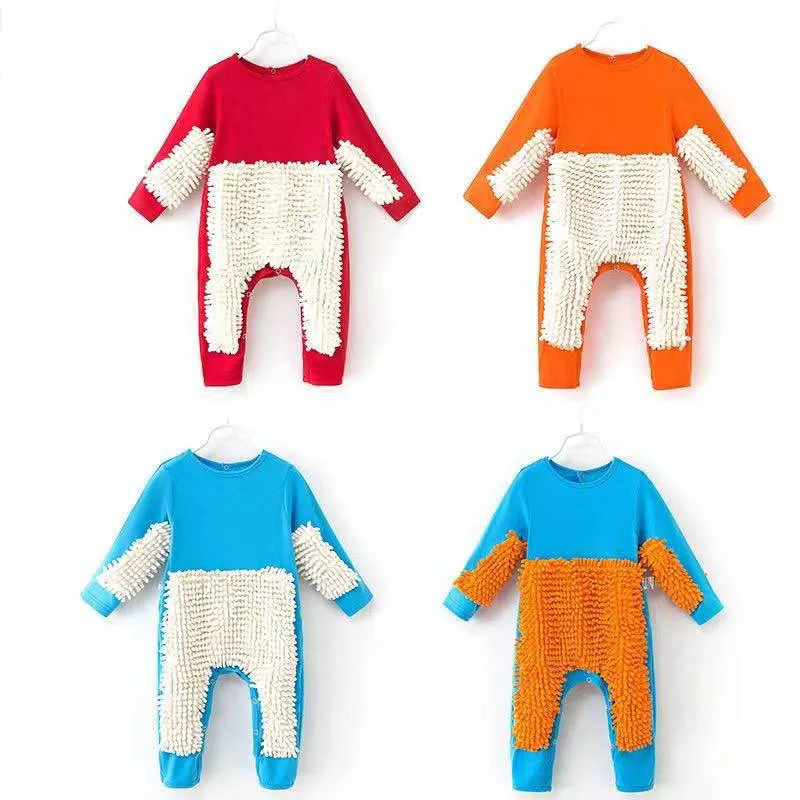 Infant Baby Boys Girls Mop Jumpsuit One Piece Long Sleeved Cotton Stitching Toddler Baby Boys Girl Romper Spring Autumn Clothes