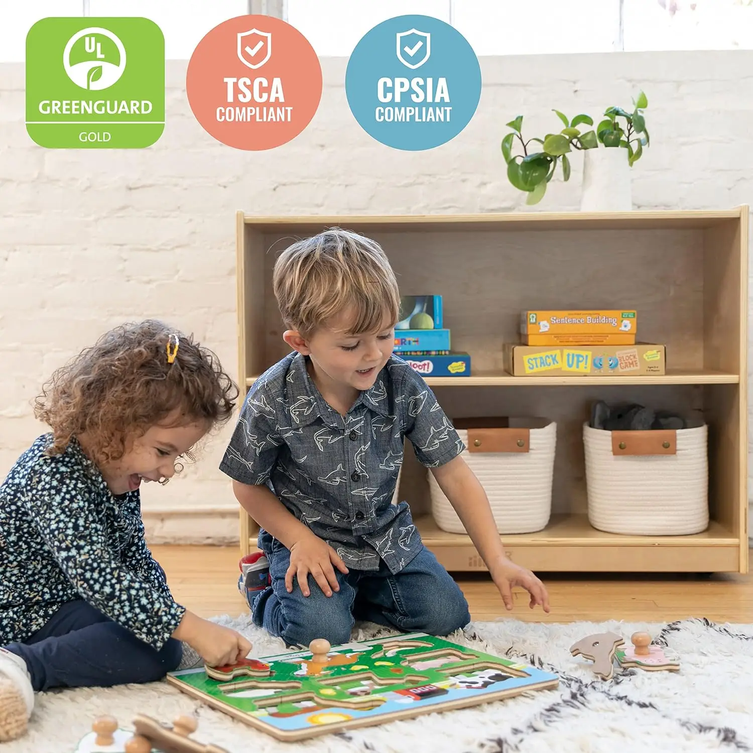 Mobile Storage Cabinet, Classroom Furniture, Natural