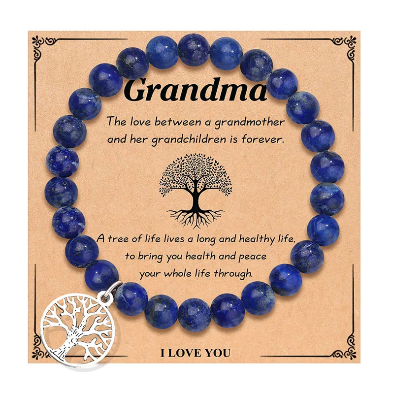 Tree Pattern Agate Beads Bracelet For Men Women Natural Turquoise Lapis Lazuli Stone Bracelet Handmade Jewelry Friendship Gift