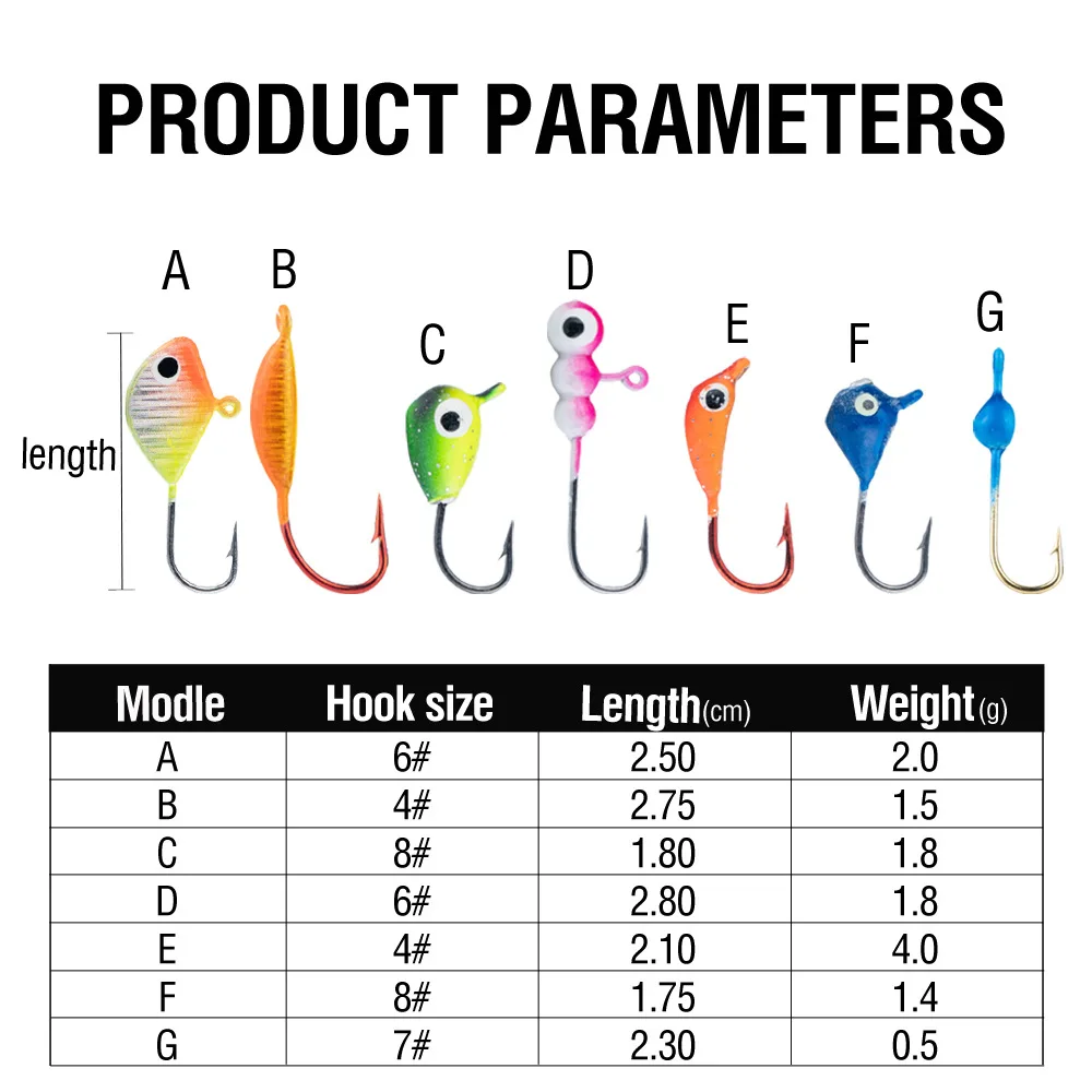 Anzuelos Jig Head para pesca en hielo – hormiga suave colores - imagen 3