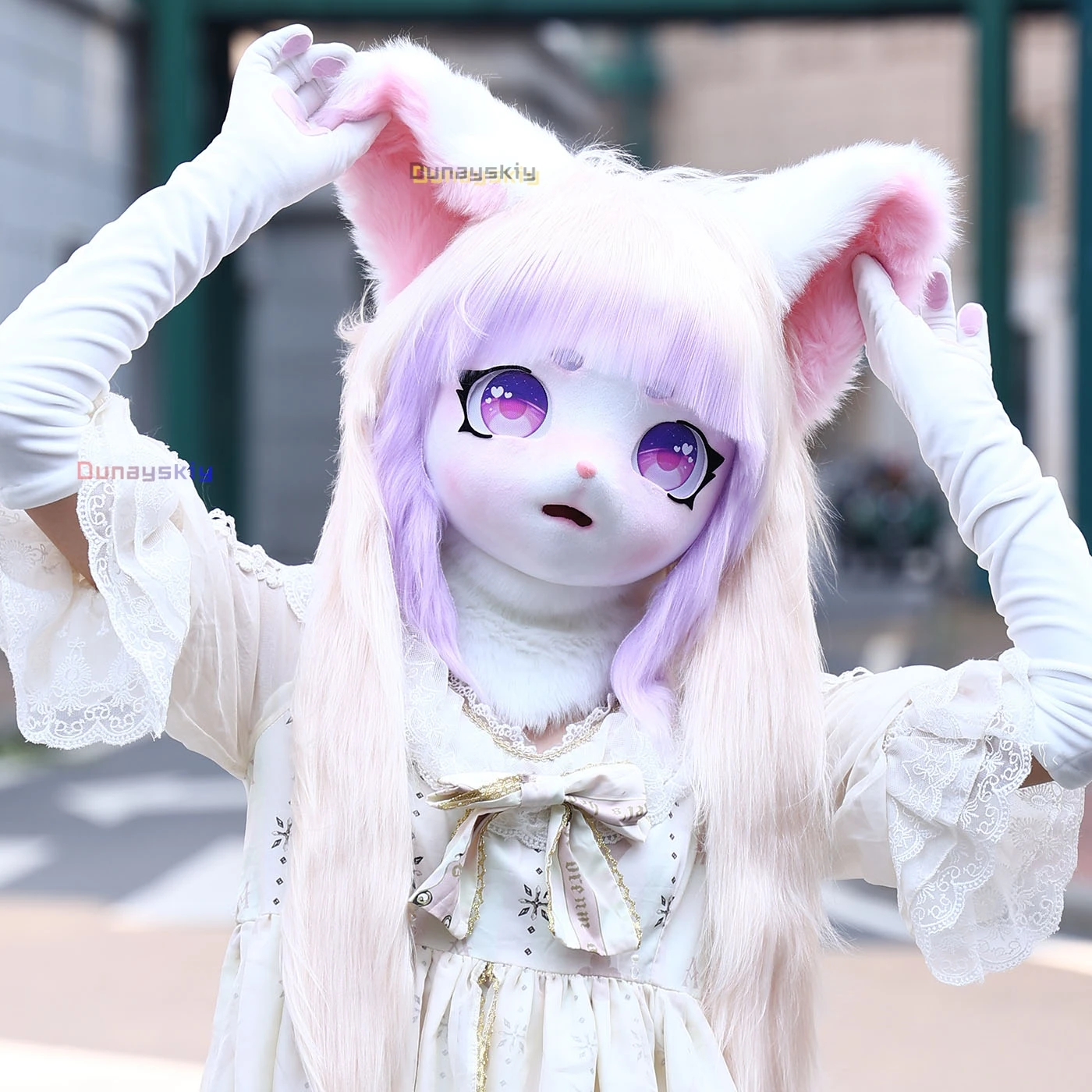 Standing Ears Furry Kig Cosplay Mask Paw Head Base Comiket Furry Fursuit 6Color Kigurumi Animal Cat Rabbit Doll Beast Costume