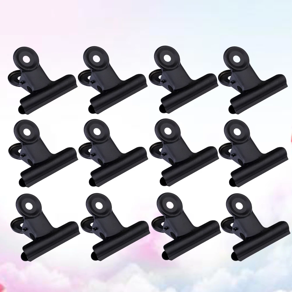 10 Pcs Bill Folder Paper Clamps Office Supplies Black Pin Clips Fixing