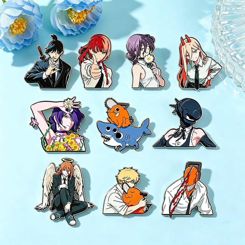 4-10Pcs Anime Chainsaw Man The Movie Reze Arc Cosplay Brooches Hayakawa Aki Badge Costume Metal Corsage Pins Bag Accessories