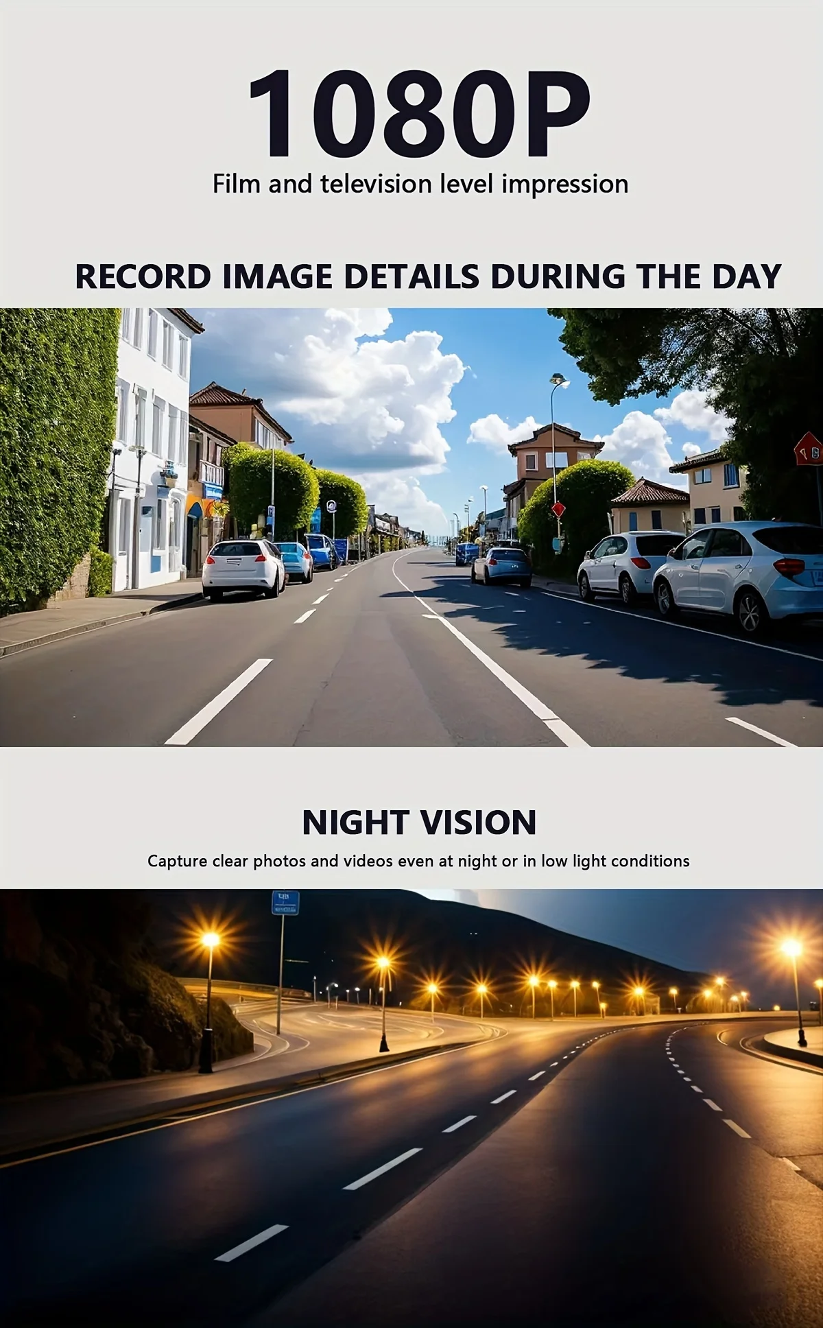 1080P Dashcam für Auto mit 2/3 Linsenoptionen, Vorder- und Rückfahrkamera sowie Innenraumüberwachung und Fahrrekorder – Detail 6