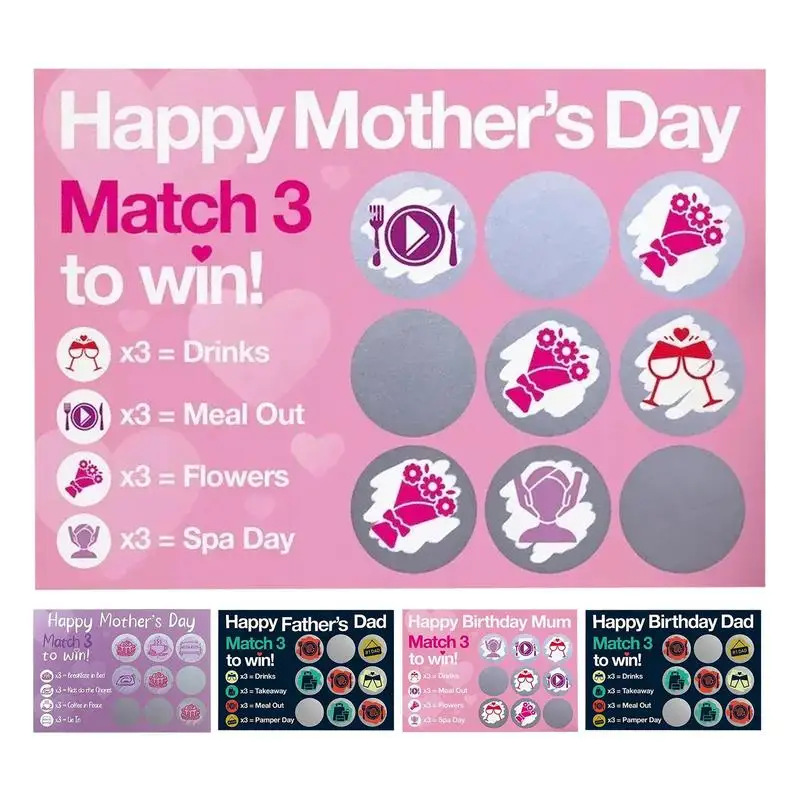 

Mother's Day Scratch off Cards Unique Greeting Card with 4 Challenging Things Holidays Decorations for Entrance Hall Bedroom