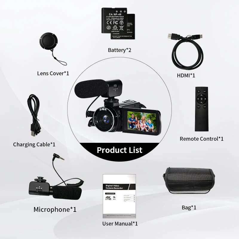 2023 Newest Style Portable 4K 56MP HD Handheld Video Camera with Microphones