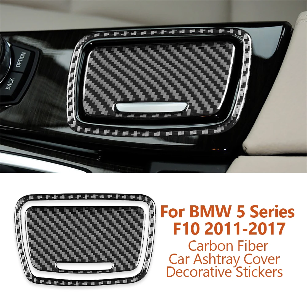 

For BMW 5 Series F10 528 525li 2011-2017 Carbon Fiber Car Central Control Ashtray Cover Decorative Stickers Auto Accessories