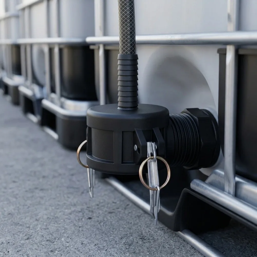 2 Inch Cam Lock Adapter for IBC Tote Systems Supporting Reliable Transfer Between Tank and For Garden Hose Setup