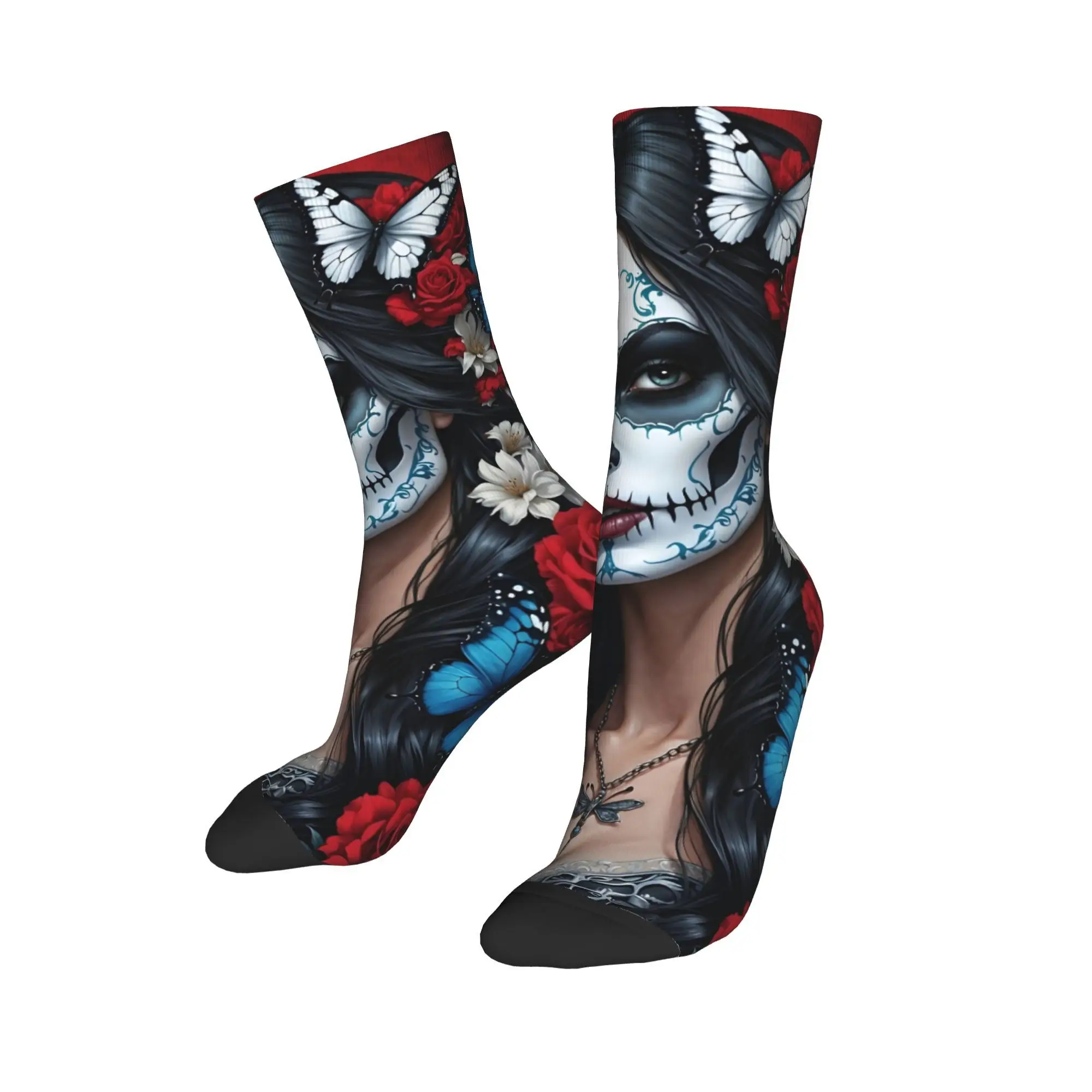 

Autumn Winter Hip-hop Men's Women's Day of the Dead Theme Socks Breathable Middle Tube Socks