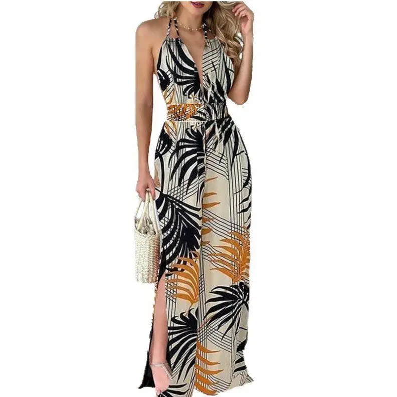 

Summer Women's One-Piece Pants Wide Leg Ne Hanging Fork Independent New Sle Street Sle mid Waist Ultra Thin Long P...