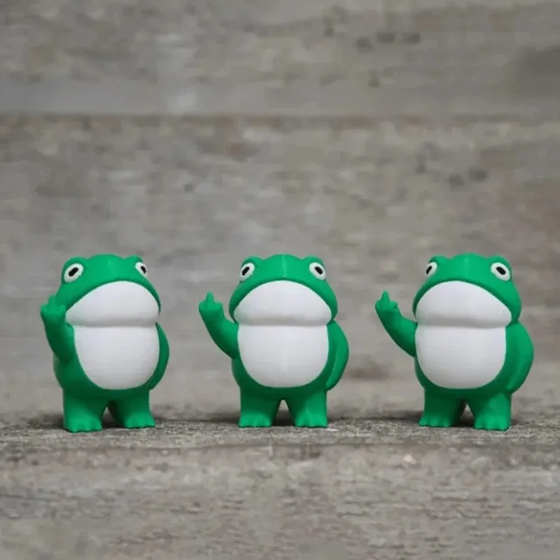 Funny Spoof Resin Frog Sculpture With Middle Finger Design Rebellious Mini Frog Statue Table Garden Household Decor