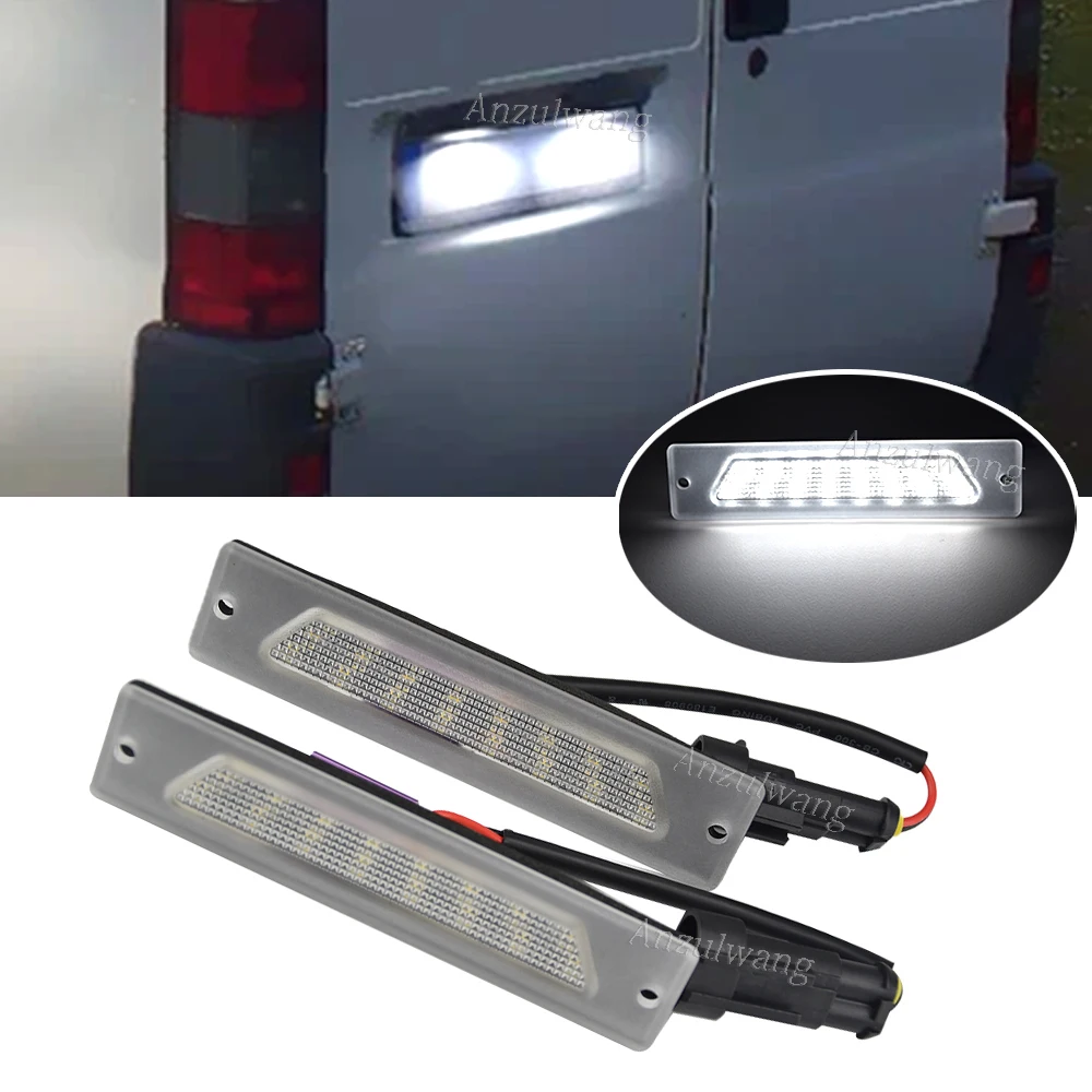 2x LED Number License Plate Light For Peugeot Boxer Citroen Jumper Bus Box Fiat Ducato 1994-2002