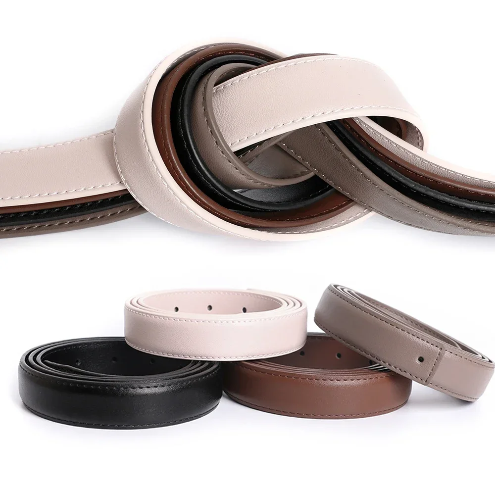 

2.3cm Narrow Women's Genuine Real Leather Belts without Buckle Strap High Quality Cowhide Vintage Waistband for Jeans Fashion