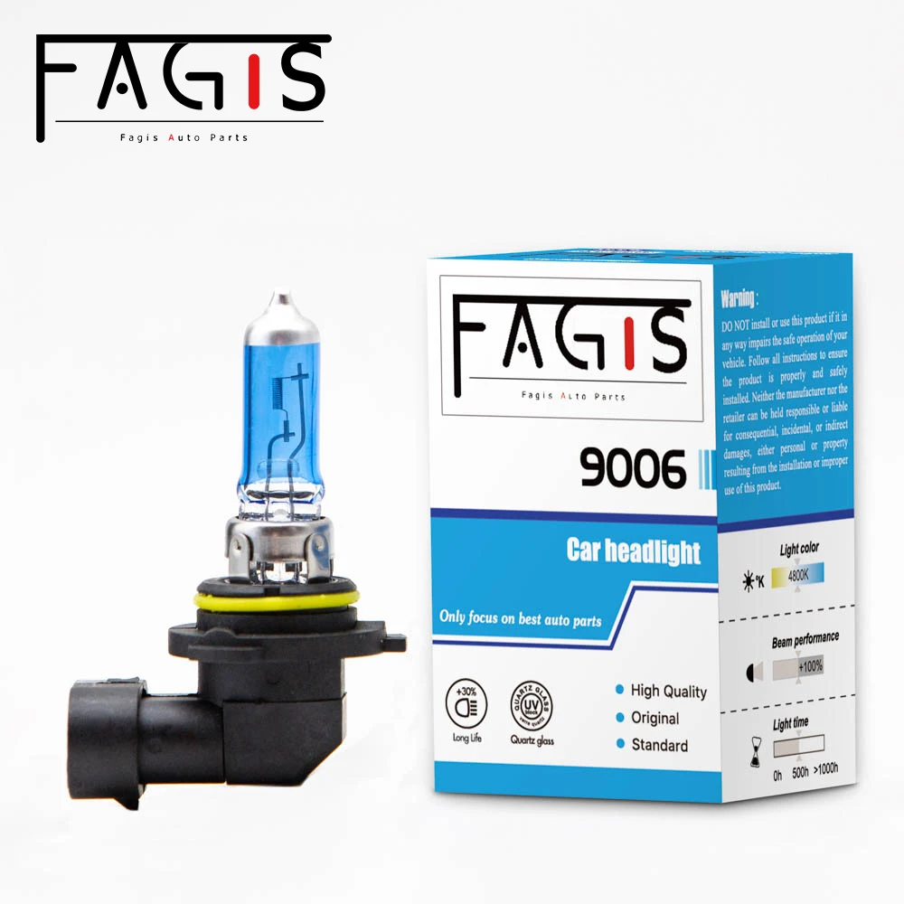 Fagis 2 Pcs 9006 Hb4 12V 55W Blue Super White 4800K Auto Headlight Fog Lamp Car Light Halogen Bulb