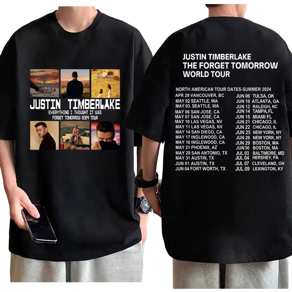 

Justin Timberlake Forget Tomorrow World Tour 2024 Graphic T Shirts Men Women Fashion Vintage T-shirts 100% Cotton Casual T-shirt