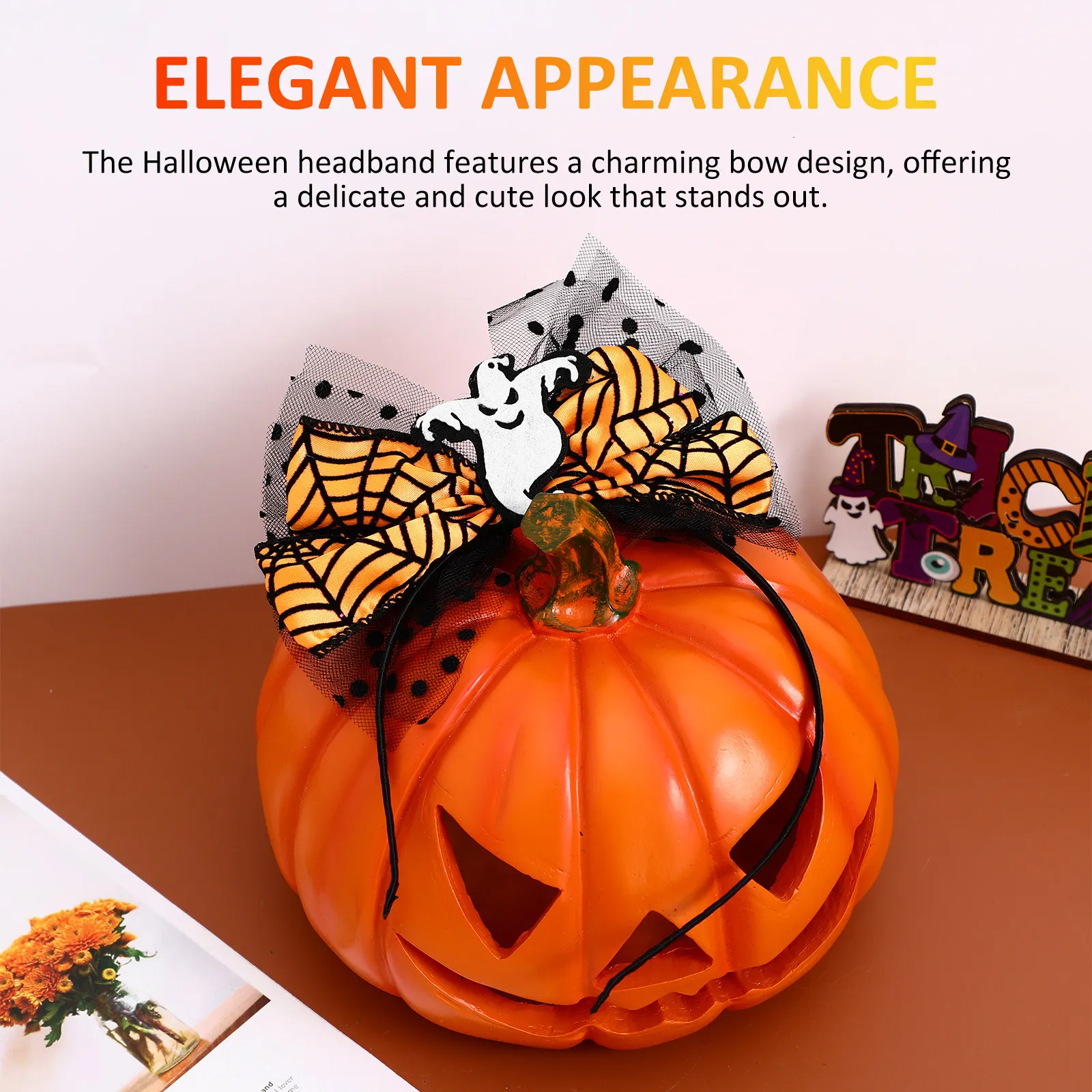Halloween Headband for Party Cosplay Costume Elegant Bow Design Comfortable Elastic Fit Adult Teen Women Versatile