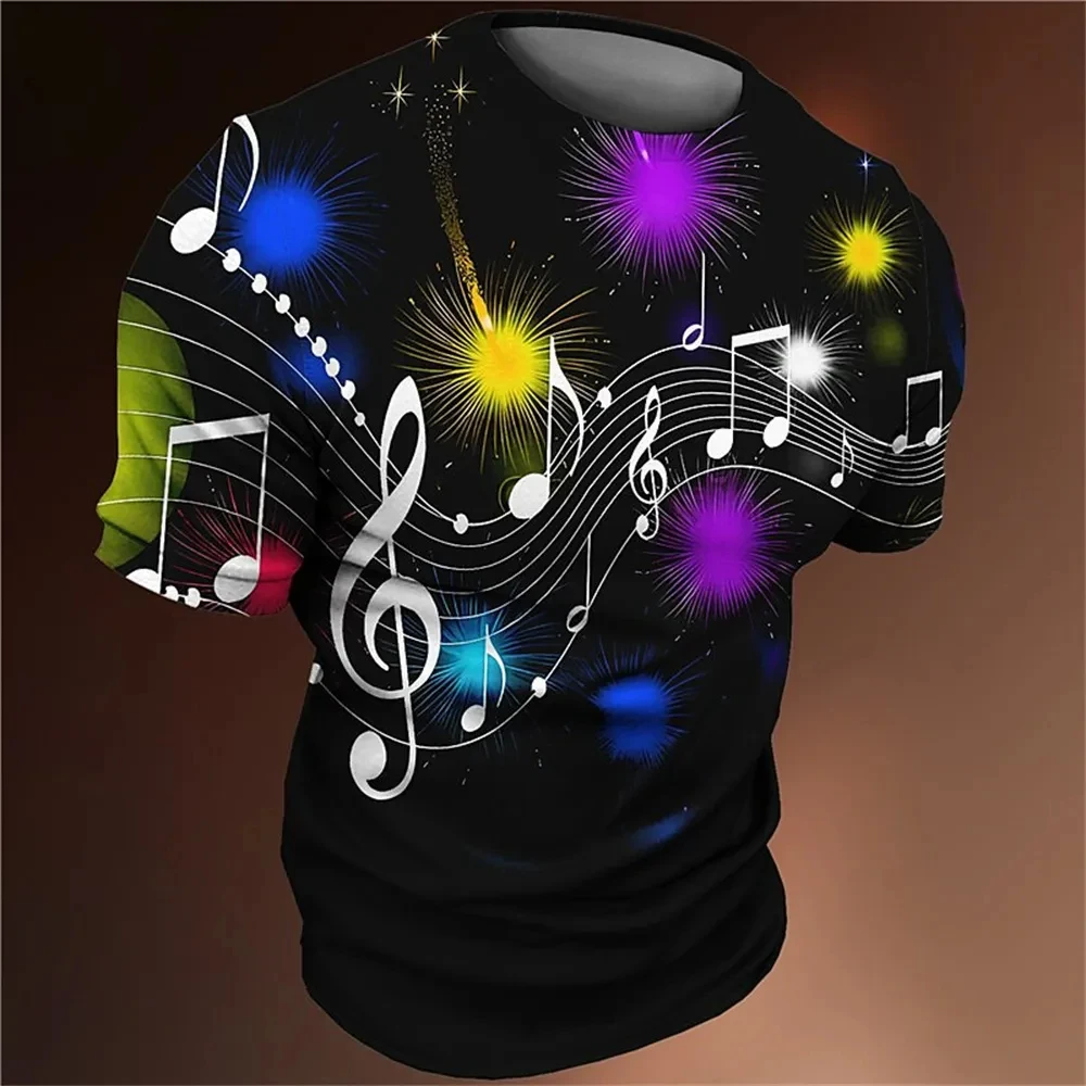 Summer New Musical Notes 3D Print T-Shirts Streetwear Men Women Casual Fashion Short Sleeve T Shirt Kids Tees Tops Clothing