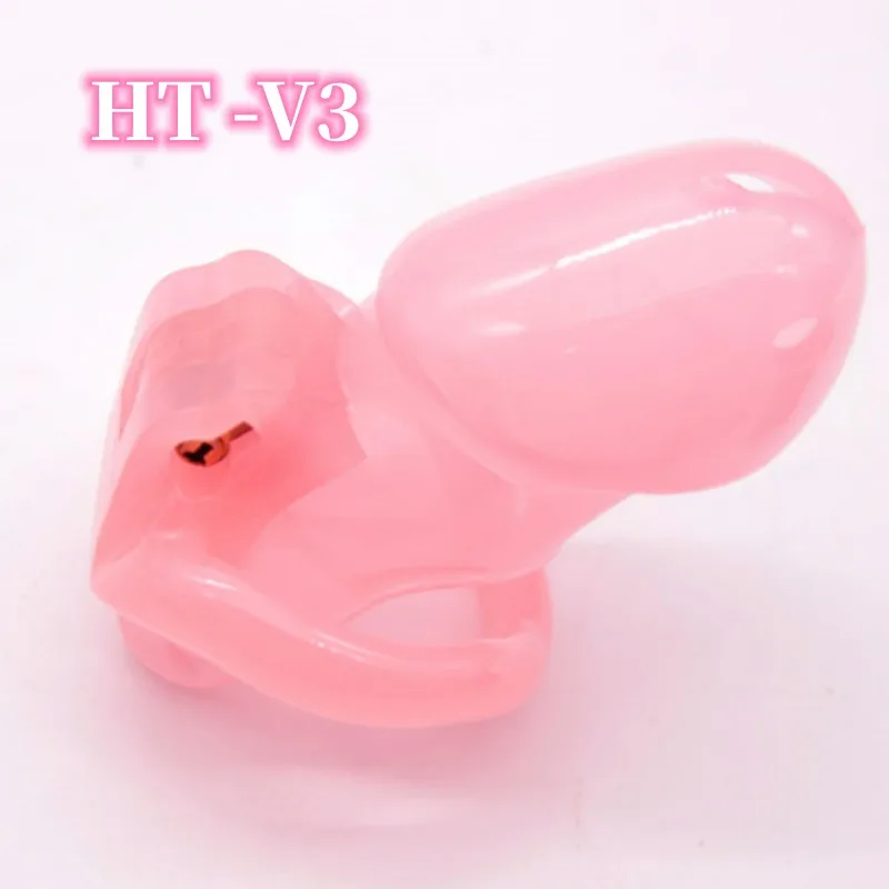 New HT V3 Chastity Cage Amazing Price Male Resin 4 Colors Chastity Device Cock Cage With 4 Penis Ring Adult Lock Sex Toy For Men