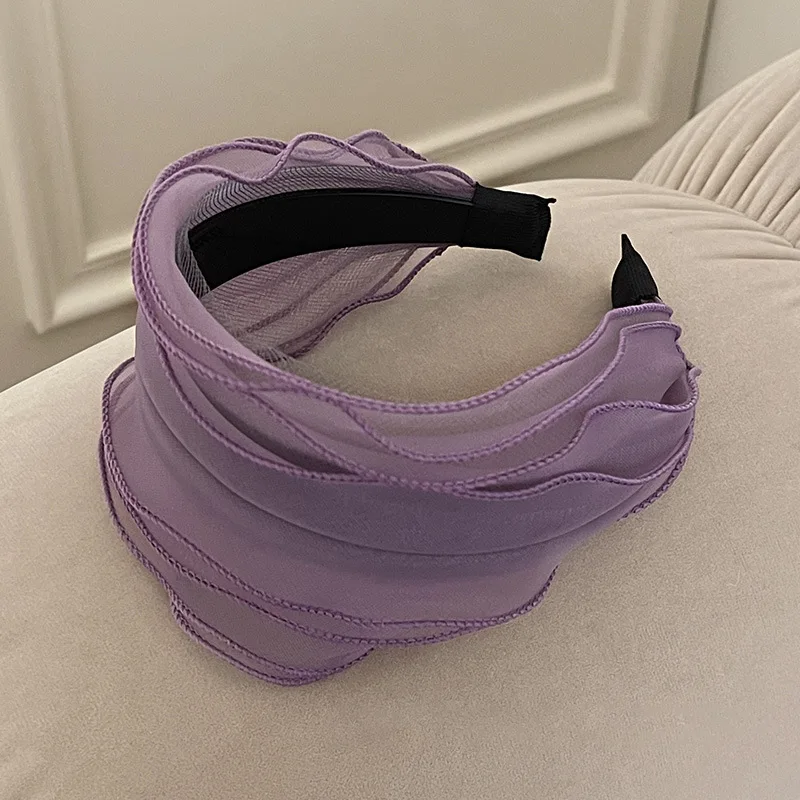 Frühling und Sommer Mesh Plissee Breitkrempige Stirnband Frauen Neue Haarnadel Stirnband Tägliche Kleidung Mode Passenden Kopf Band – Detail 7