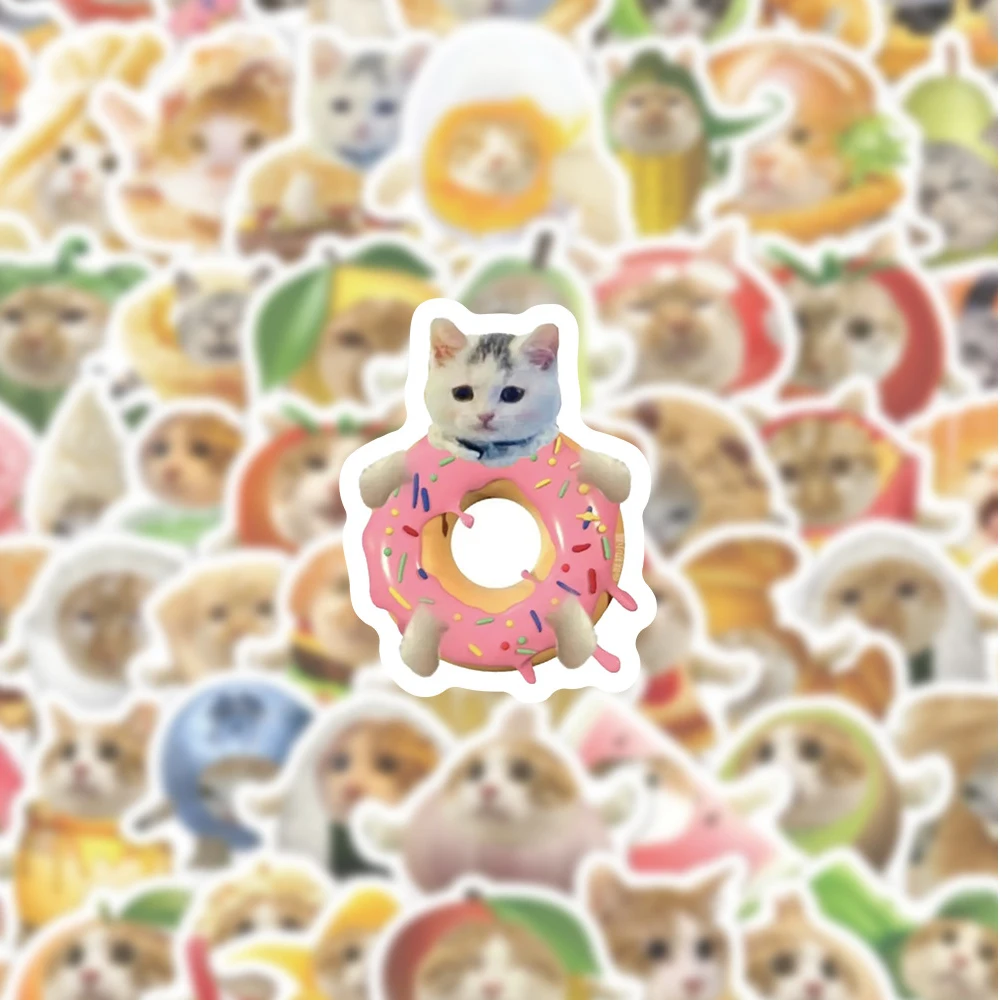10/30/50pcs Funny Cute Food Cat MEME Animals Stickers Kawaii Decal Laptop Phone Scrapbook Diary Scrapbooking Stationery Sticker
