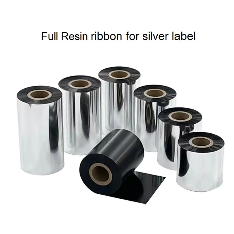 Imagem -06 - Pet Etiqueta Auto-adesiva Barcode Printer Ribbon Roll Reforçada All-resina Filme de Transferência Térmica Matte Silver Printing Paper 300m