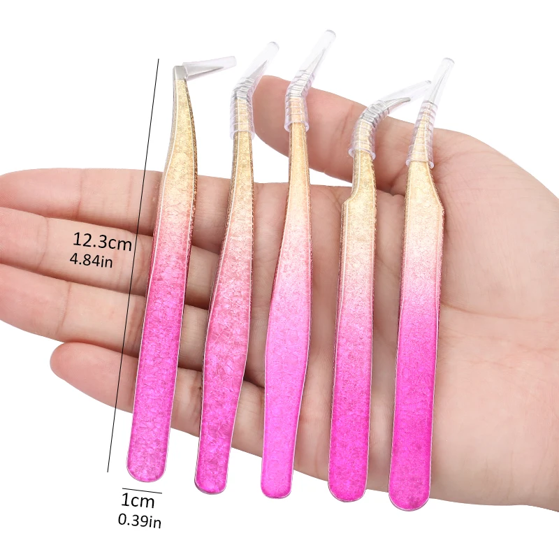 ขนตาแหนบชุดสแตนเลสที่ถูกต้อง3D ปริมาณพัดลม Eyebrow Tweezer Non-Magnetic Lash Extension อุปกรณ์เสริม Peralatan Rias