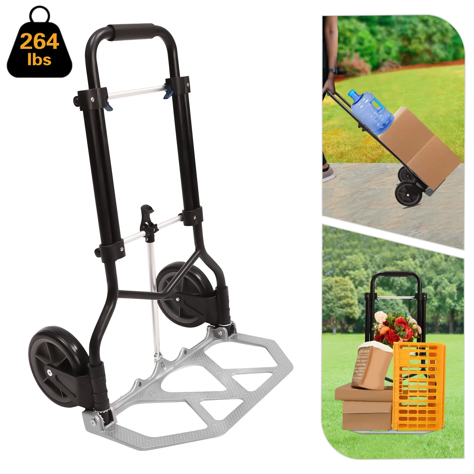 264 Pound Capacity Trolley, Foldable Trolley And Trolley, Adjustable Height Aluminum Portable Trolley With Anti Pulley