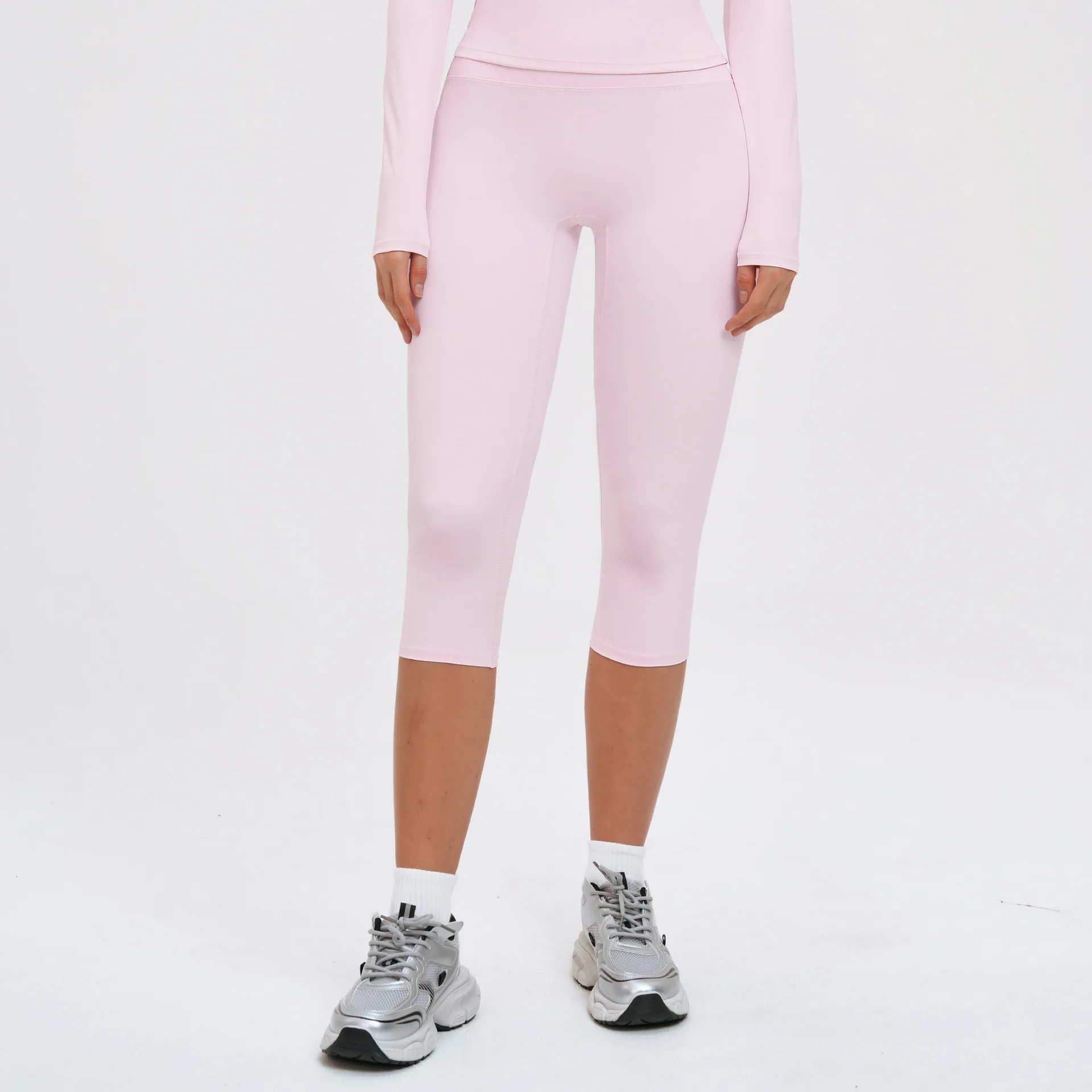 Yoga Pants Women Cropped Pants Sports Pants Fitness Leggings Tights Breathable Quick-drying High Waist Running Workout Pants image 5