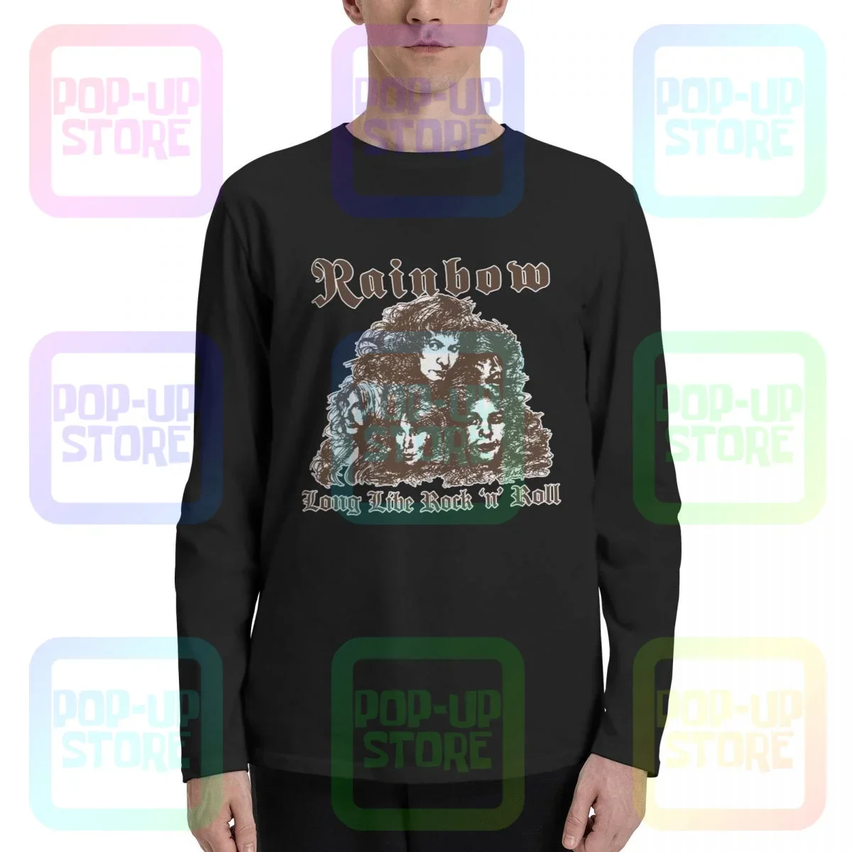 Rainbow Long Live Rock And Roll Natural Hard Dio Long Sleeve T-Shirts T-shirt Tee Cool Casual Vintage Streetwear