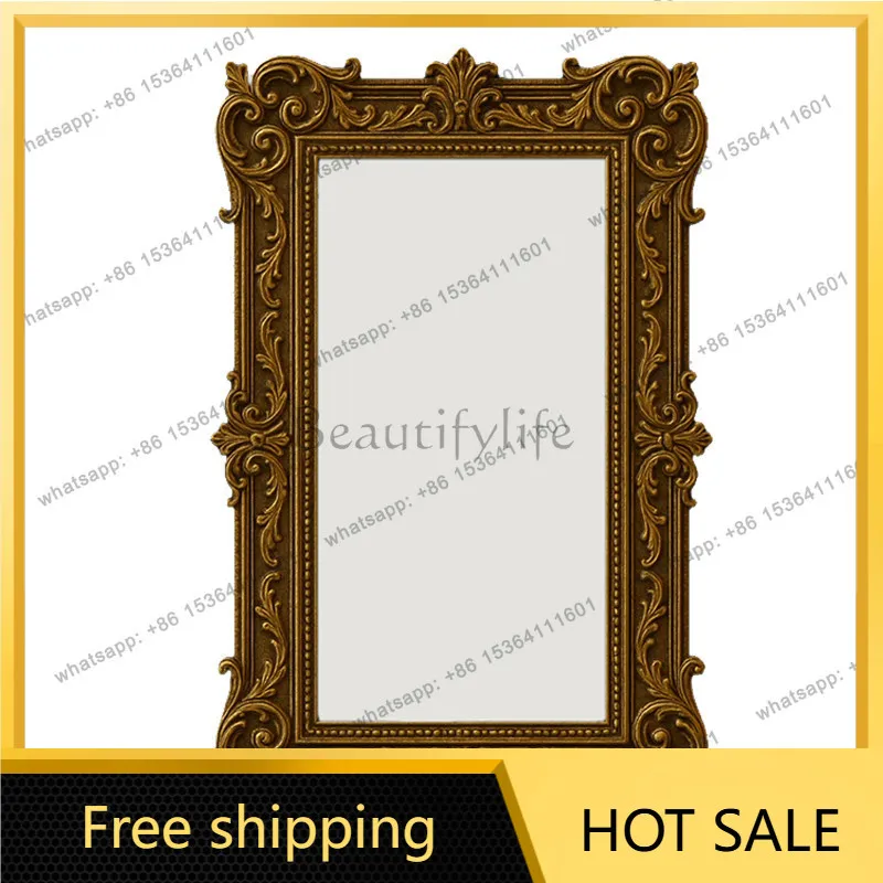 LS Vintage Wall-Mounted Vanity Vanity Mirror Bathroom Washroom French Feature Wall Decorative Mirror