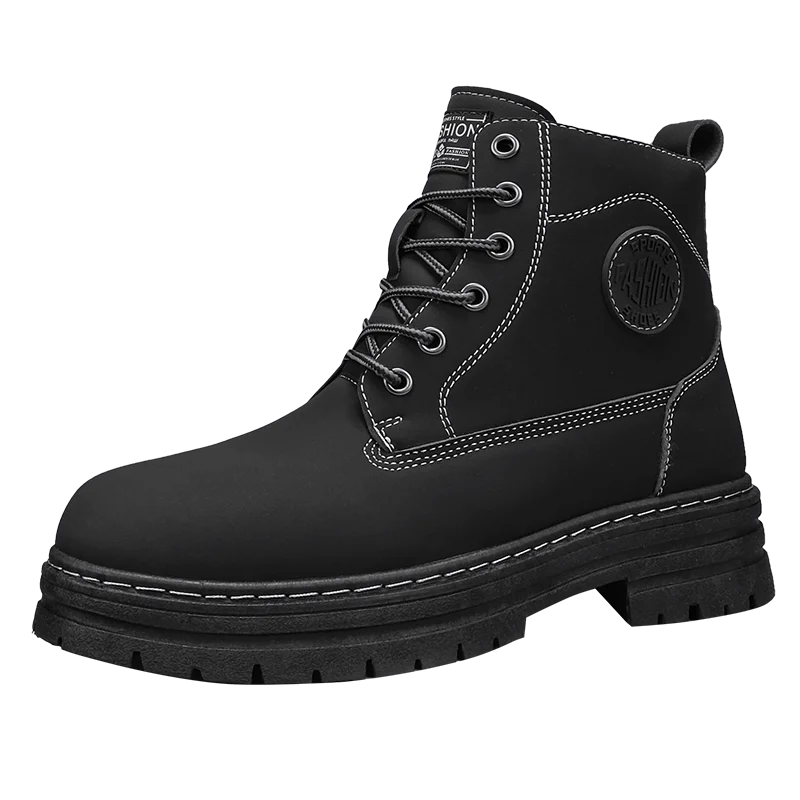 

Men Retro Work Shoes Autumn Winter Thick Bottom High Top Non Slip Warm Casual Boots Leather Lace-up Big Head Tooling Boots 2025