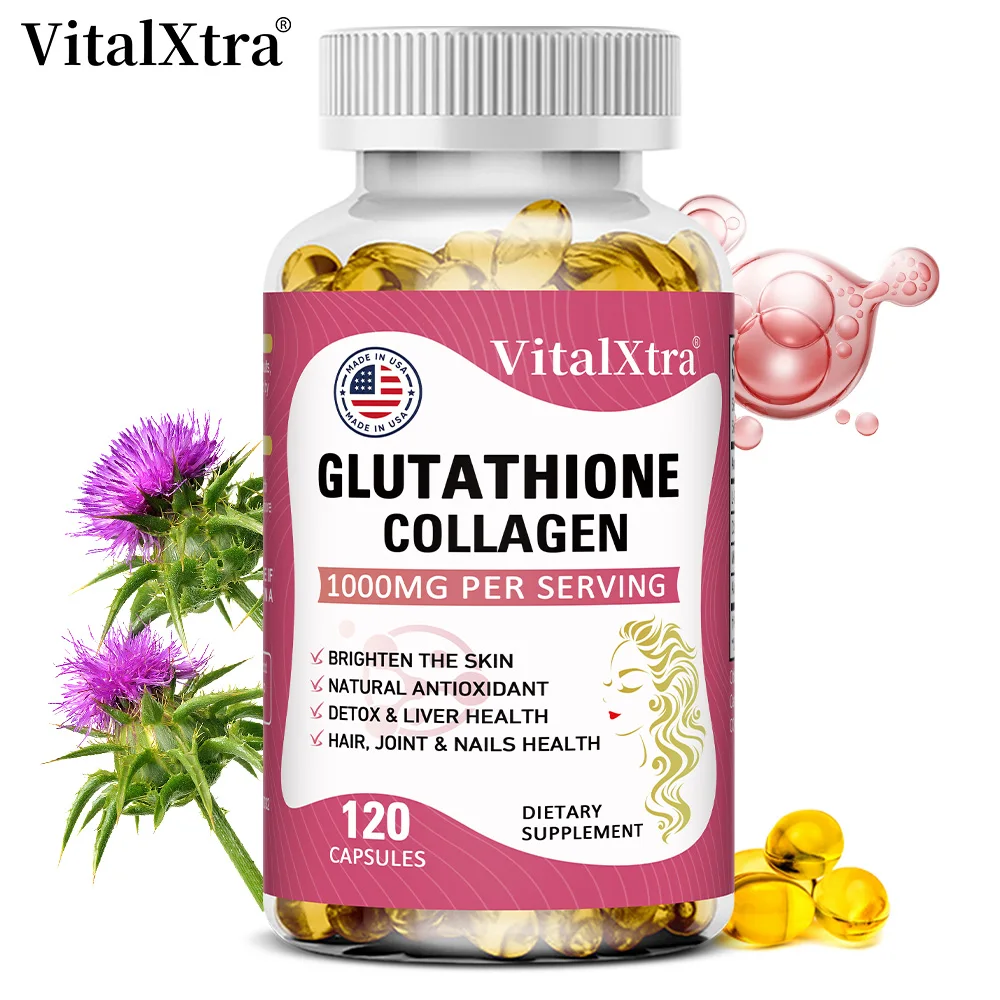 

Glutathione Collagen 1000mg, Highly Absorbable Supplement, Supports Skin Health, Immunity, and Liver Function, 120 Capsules