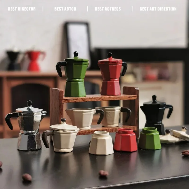 1Pc Mini Coffee Pot & Coffee Machine Model, Simulation Coffee Utensil, Dollhouse Miniature Scene Accessories