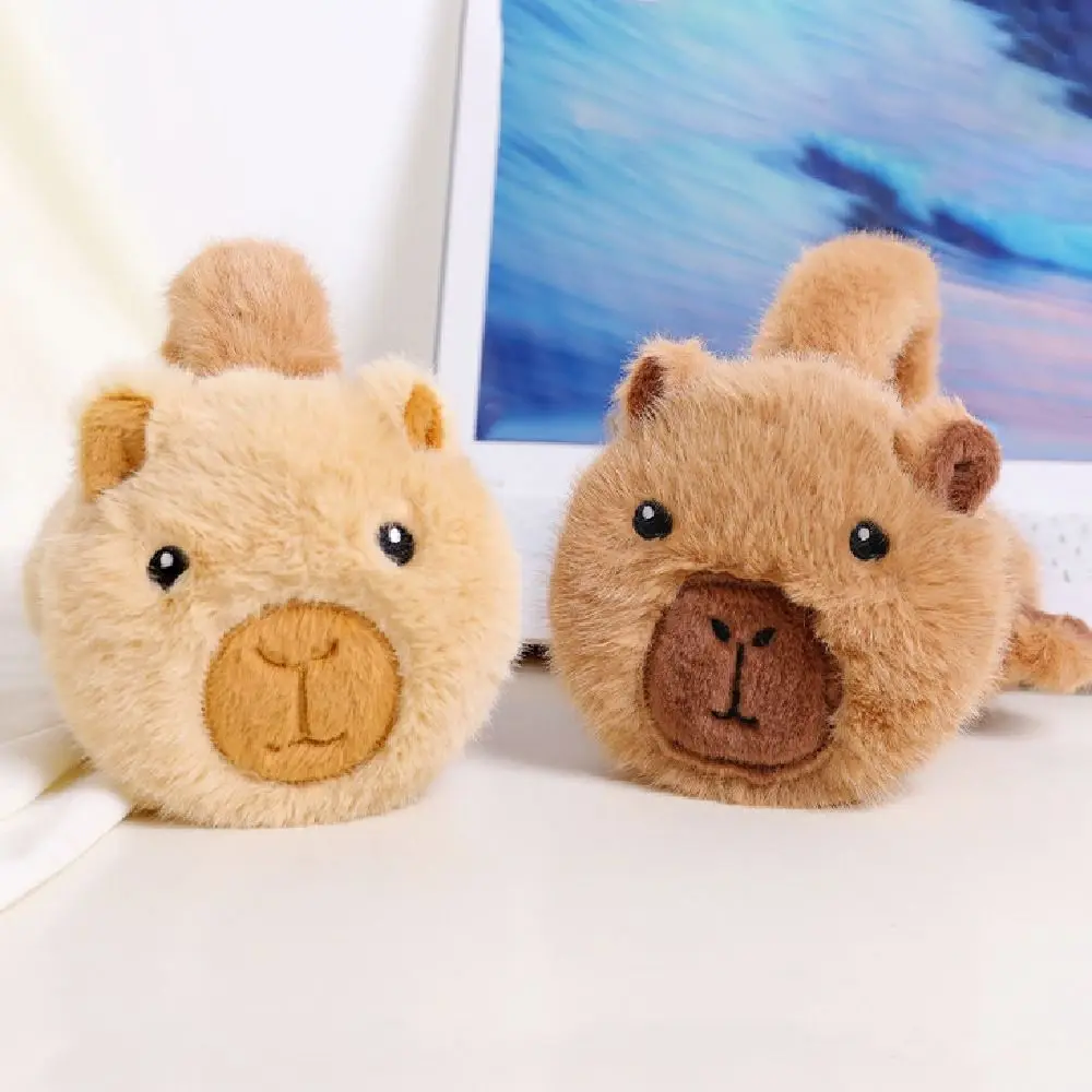 Comodo capibara pieghevole paraorecchie in peluche cartone animato antivento carino copriorecchie elastico morbido maschera per le orecchie a prova di freddo equitazione