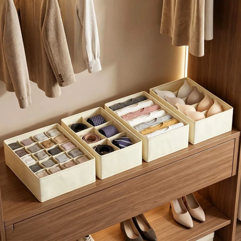 Faltbare Unterwäsche-Aufbewahrungsbox aus Vliesstoff, Schubladen-Organizer, Kleider-Organizer-Boxen, Schrank-Organizer für Unterwäsche, BHs, Socken