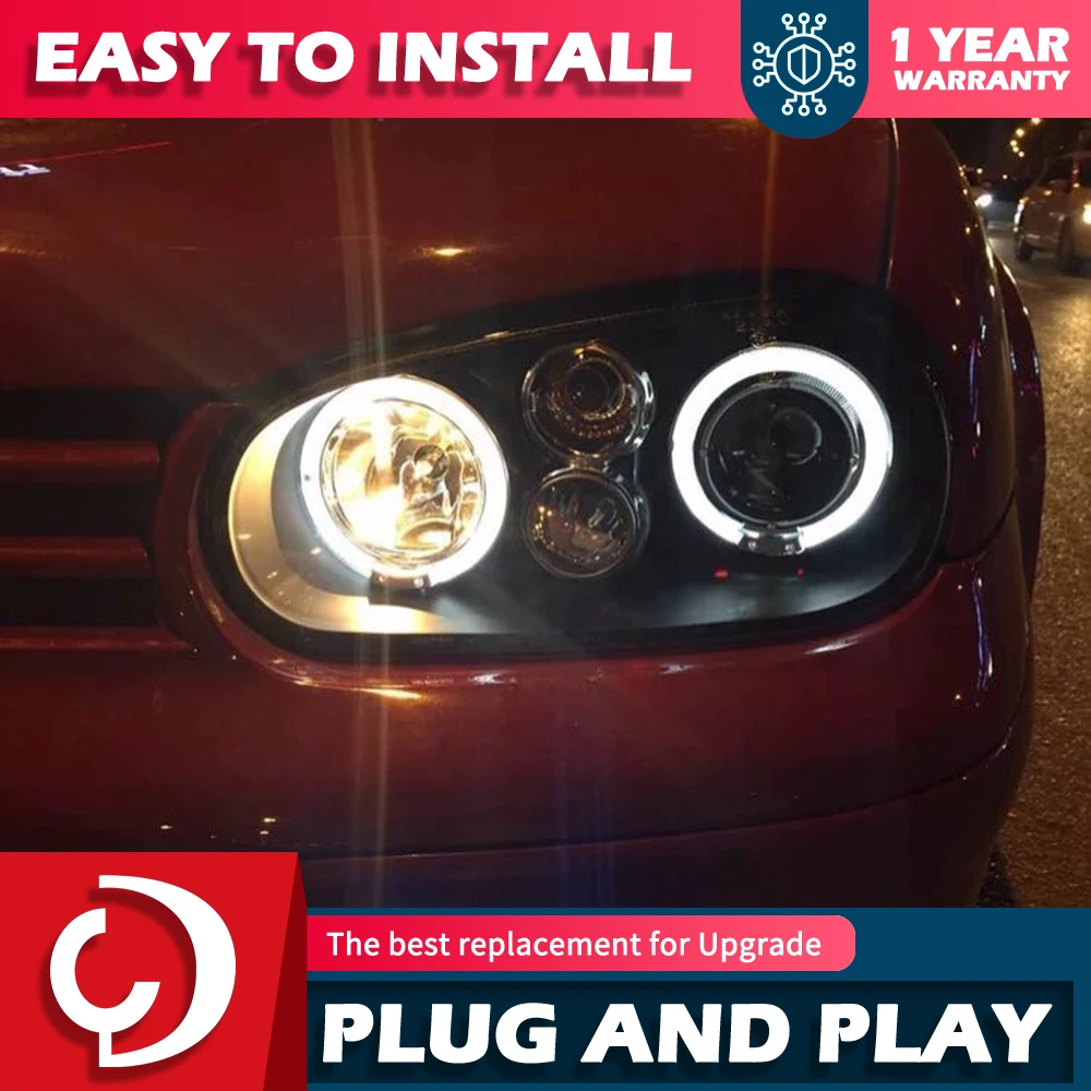 AKD LED Faro LED DRL Angel Eye Testa Della Lampada Auto Styling Decorazione Accessori Per Volkswagen VW Golf 4 IV MK4