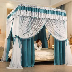 Three-door Shading Quadrate Mosquito Net Double Layers Bed Curtain Canopy Tents with Frame Princess Romantic Home Decoration