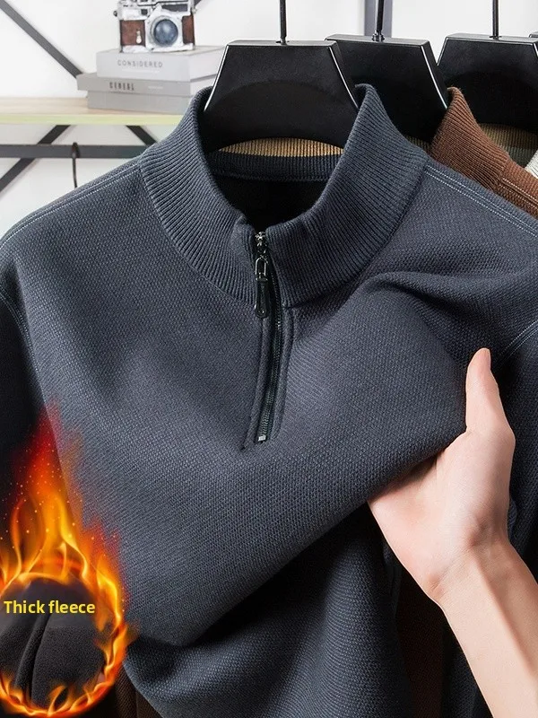 

Мужской шерстяной вязаный свитер Thiened с внутренней молнией на подкладке, зимний теплый базовый слой irt Faionable Ci Sle