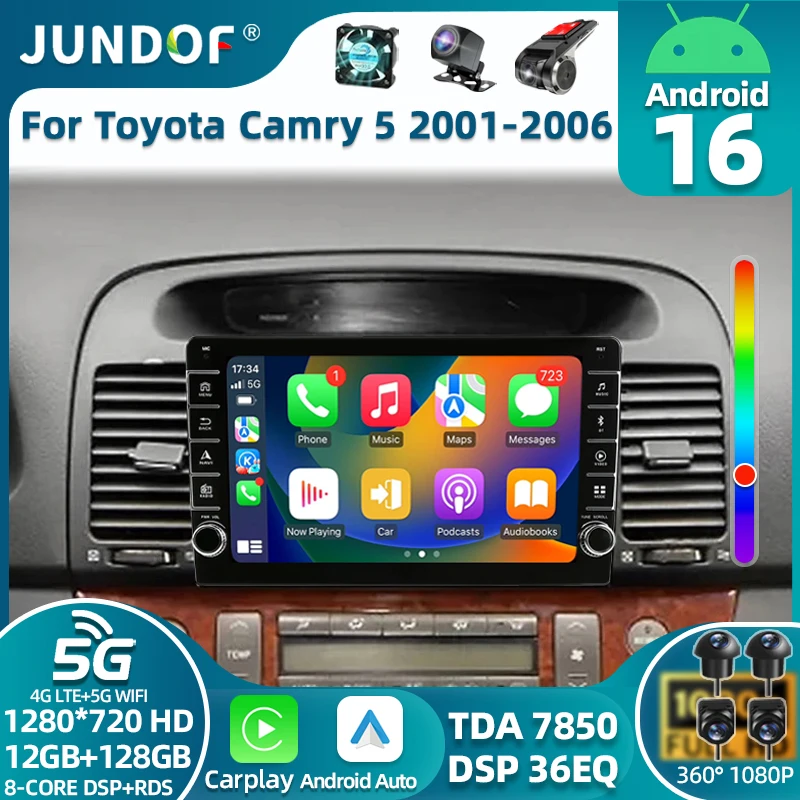 

Android 16 For Toyota Camry 5 XV 30 2001-2006 QLED Stereo Car Radio Multimedia Video Player GPS AI Voice CarPlay Head Unit 4G