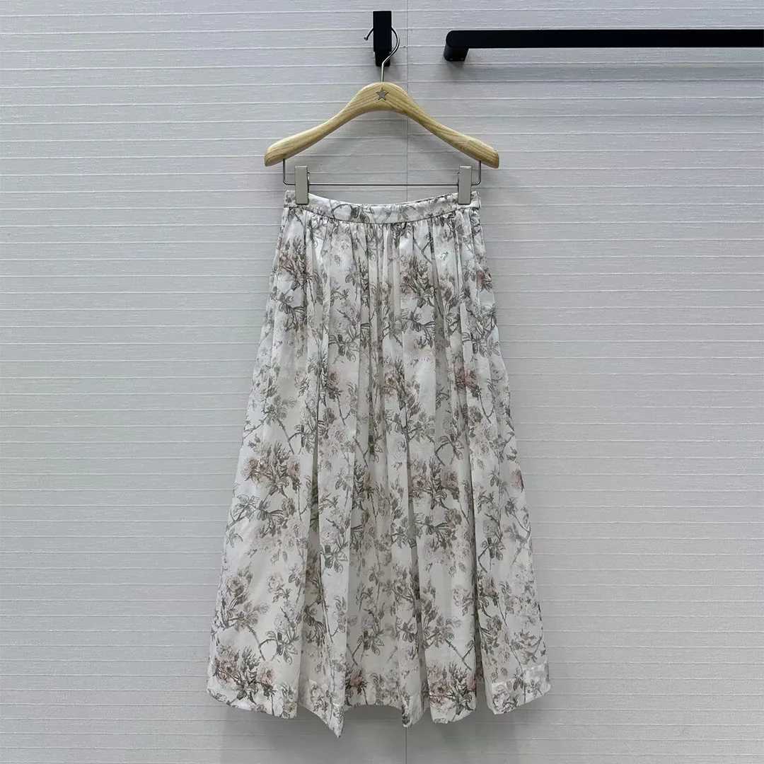 

Новая мода элегантные женские плиссированные хлопковые длинные юбки с цветочным принтом женские с высокой талией весна-лето свободная милая юбка